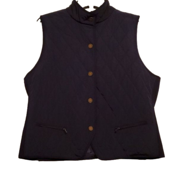 NWOT Talbot's Petite Channel Quilted Rib Trim Vest - Navy Blue Size LP - Picture 1 of 10